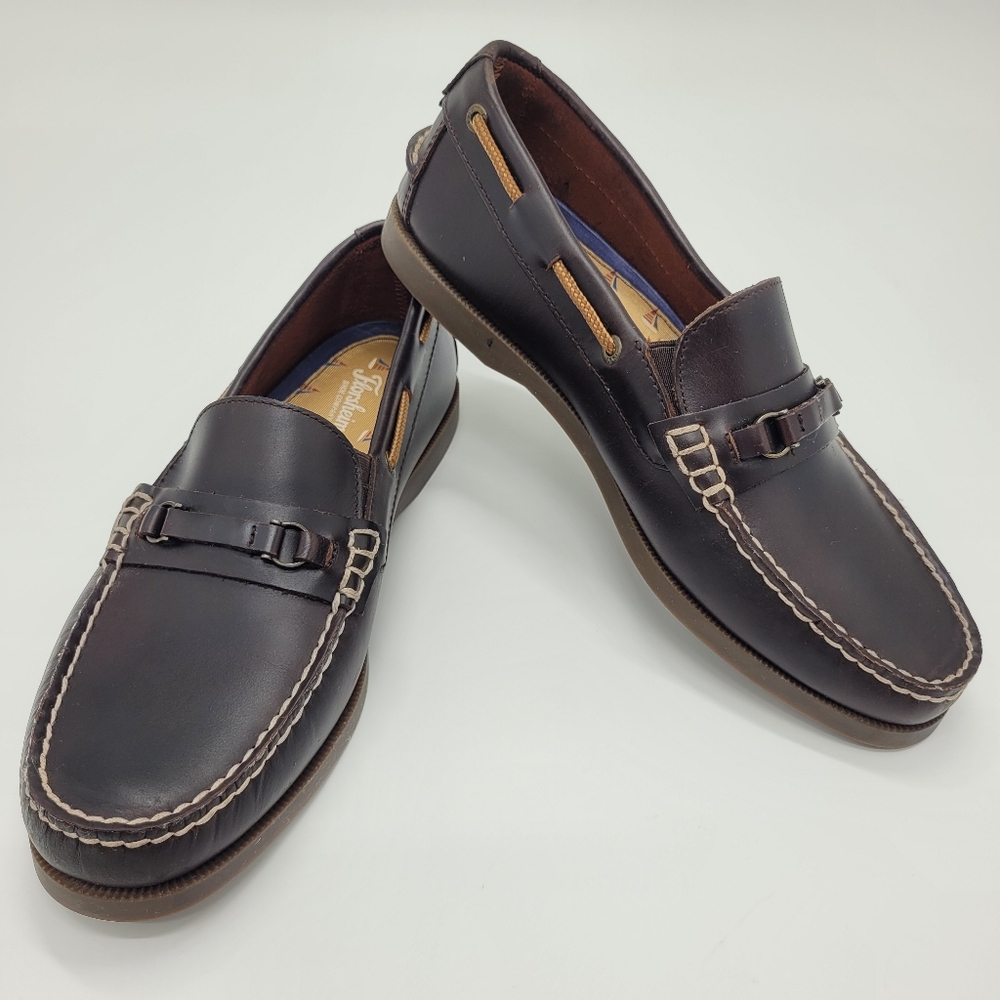 Florshiem Shoes Nevis Brown Leather Boat Loafers Slip On Horsebit Mens Size 10